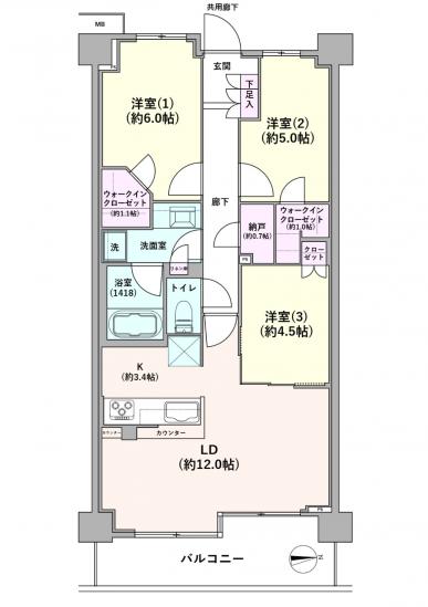 ザ・パークハウス花小金井ガーデン Ⅱ街区-1-間取図(平面図)