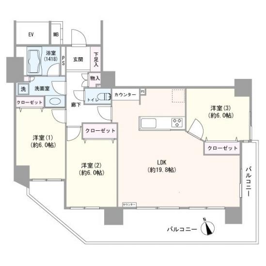 コニファーコート稲城-1-間取図(平面図)
