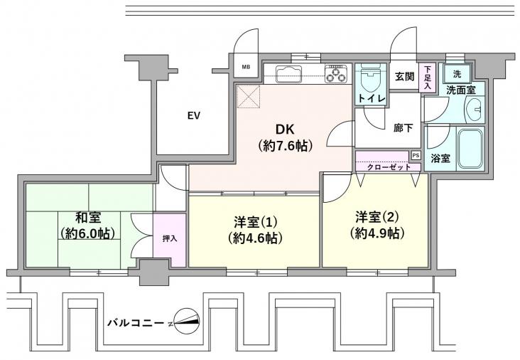 パロス三鷹-1-間取図(平面図)