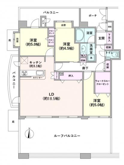 グランシャトレ玉川上水ウエスト-1-間取図(平面図)