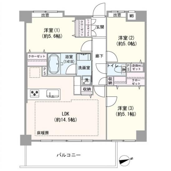 サニーコート調布-1-間取図(平面図)