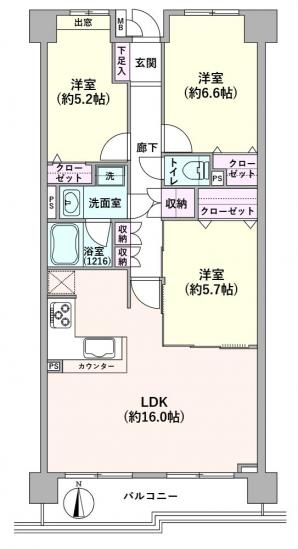 ユニオンパレス吉祥寺北　弐番館-1-間取図(平面図)