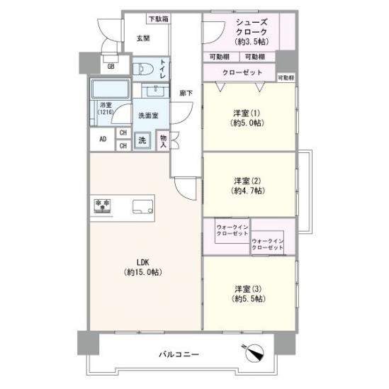 マンション仙川アゼリア-1-間取図(平面図)
