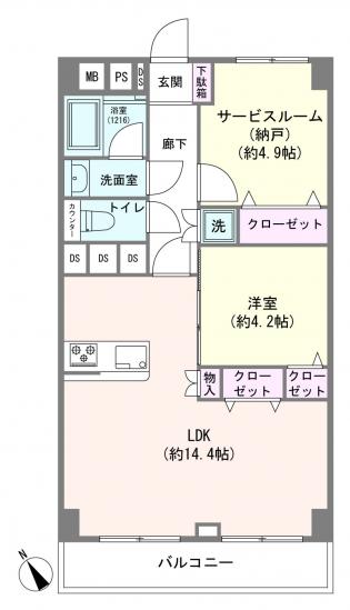 小金井中町マンション-1-間取図(平面図)