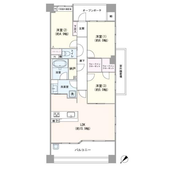 武蔵野ガレリアルーチェテラッツァ-1-間取図(平面図)