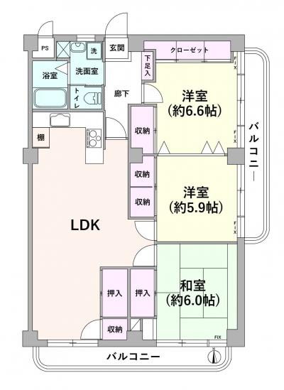 武蔵関ハイツC棟-1-間取図(平面図)