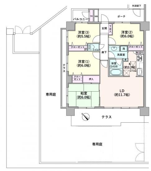 調布多摩川ガーデンフォート-1-間取図(平面図)
