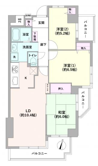 サンヴェール久米川-1-間取図(平面図)
