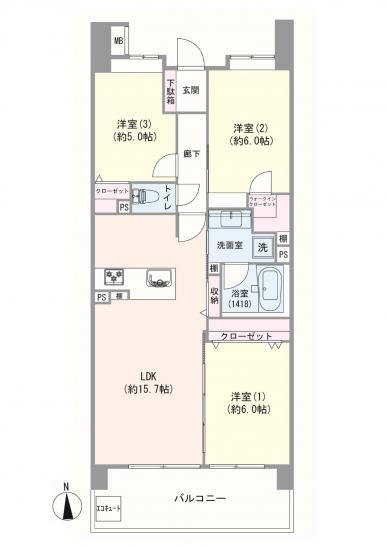 コスモ吉祥寺南カルディアコート-1-間取図(平面図)