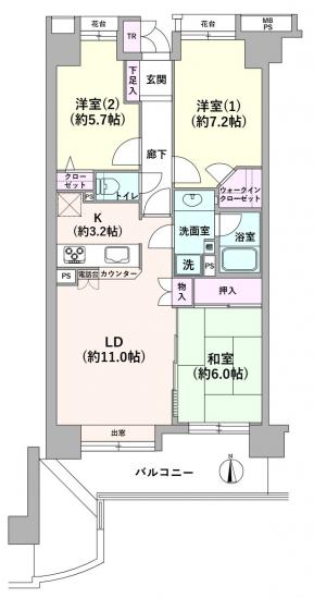 グランスクエア一橋学園参番街-1-間取図(平面図)