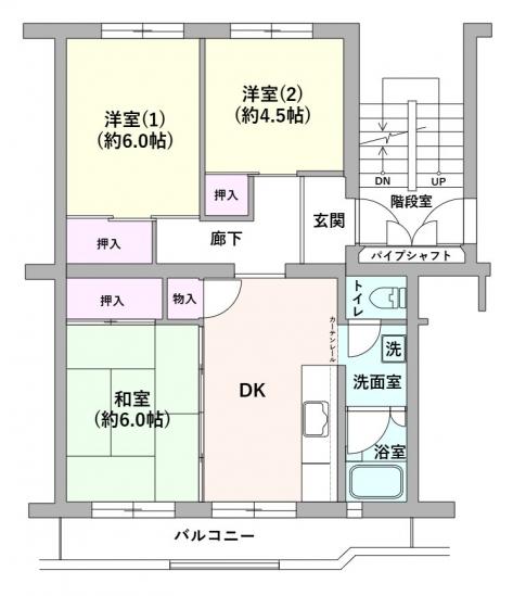 車返団地1街区　15号棟-1-間取図(平面図)