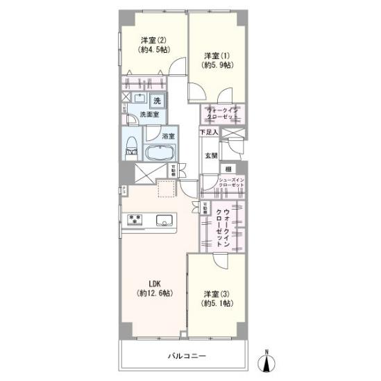 中銀三鷹マンシオン-1-間取図(平面図)