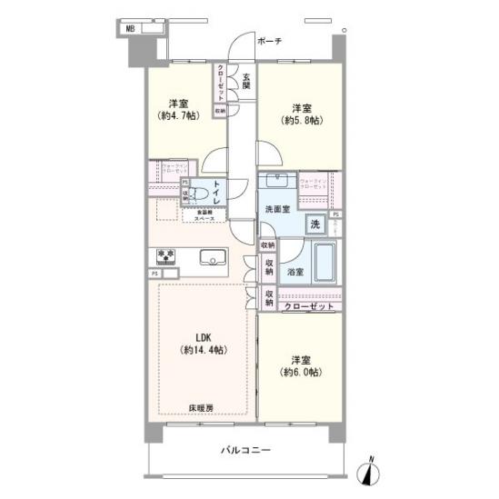 グランプラド国分寺-1-間取図(平面図)