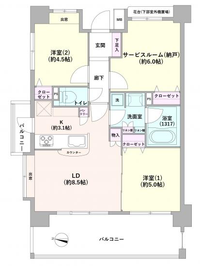 レクシオ東村山ティアーズガーデン-1-間取図(平面図)