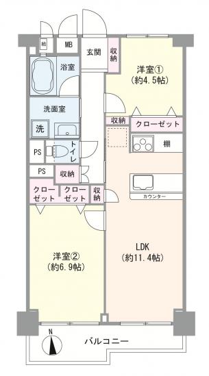 ニュー国分寺ハイツ-1-間取図(平面図)