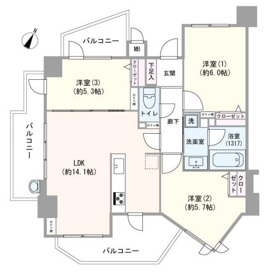 マイキャッスル立川エクセレントステージ-1-間取図(平面図)
