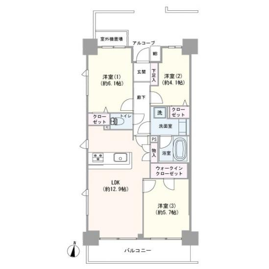 藤和シティホームズ三鷹禅林寺通り-1-間取図(平面図)