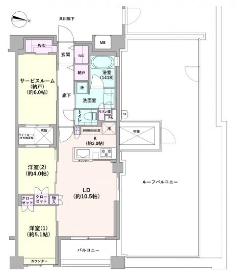 エクセレントシティ調布国領Ⅱエバーグリーン-1-間取図(平面図)