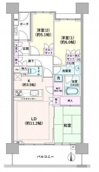 デライトシティアクアコート-1-間取図(平面図)