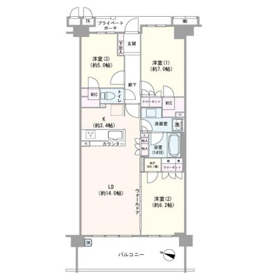 桜堤庭園テラス-1-間取図(平面図)