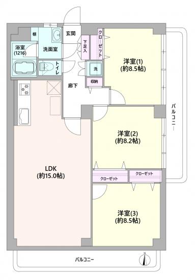 武蔵関ハイツＣ棟-1-間取図(平面図)