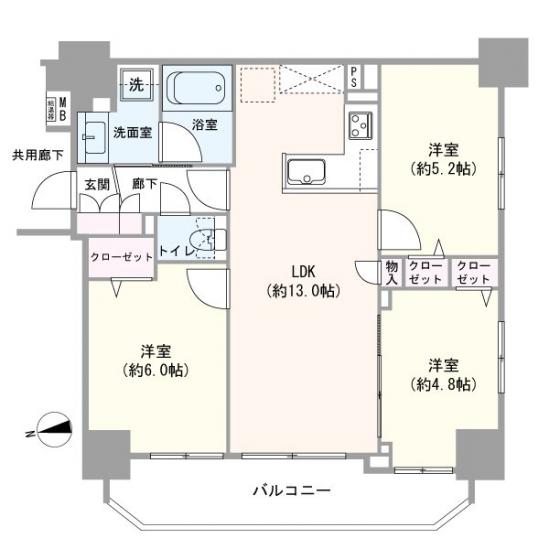 ベルジュール府中Ⅲ-1-間取図(平面図)