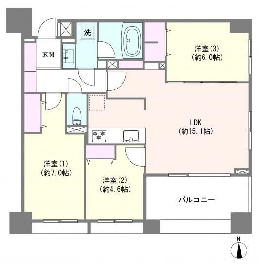 マイキャッスル武蔵小金井シティフォルム-1-間取図(平面図)
