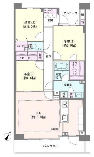 ブロッサムコートむさし野　ブライト・ウイング-1-間取図(平面図)