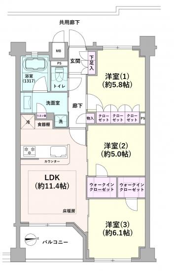 プレシス花小金井-1-間取図(平面図)