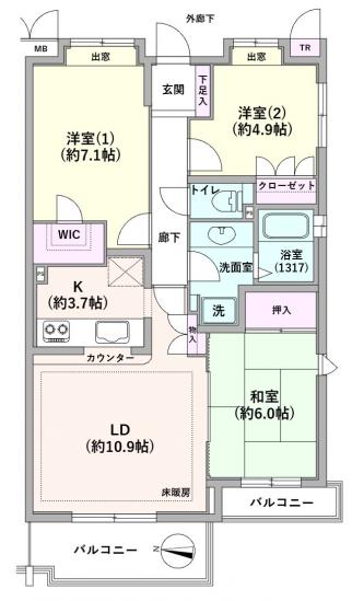 カルム吉祥寺ミューグランデ-1-間取図(平面図)