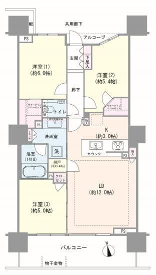 セントラルレジデンス調布-1-間取図(平面図)