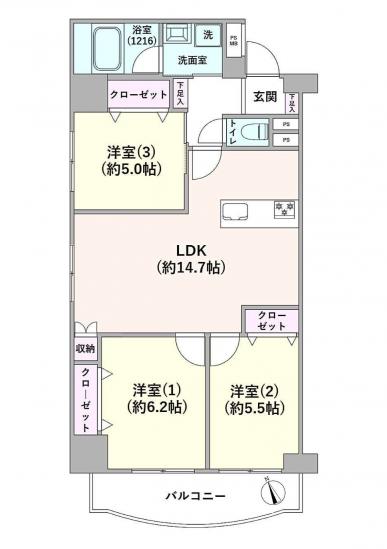 ヴェルドミール多摩川-1-間取図(平面図)