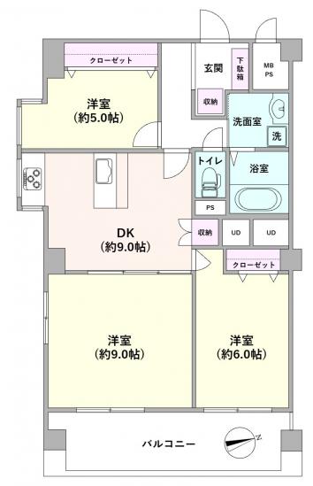 東村山スカイハイツ-1-間取図(平面図)