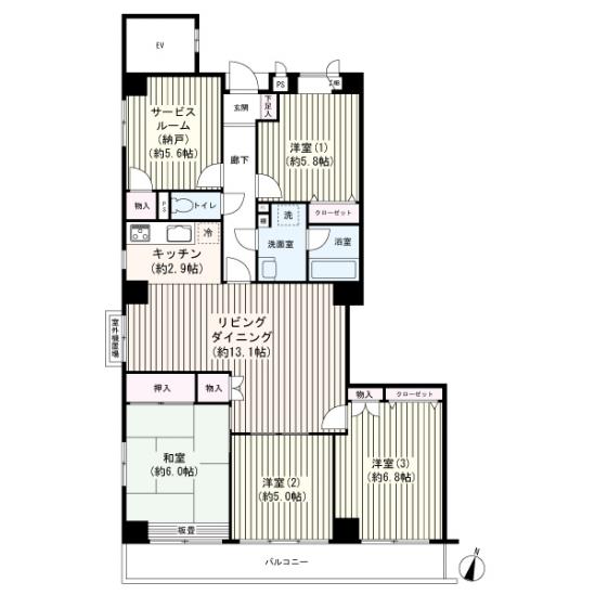 グリーンパーク西保木間-1-間取図(平面図)