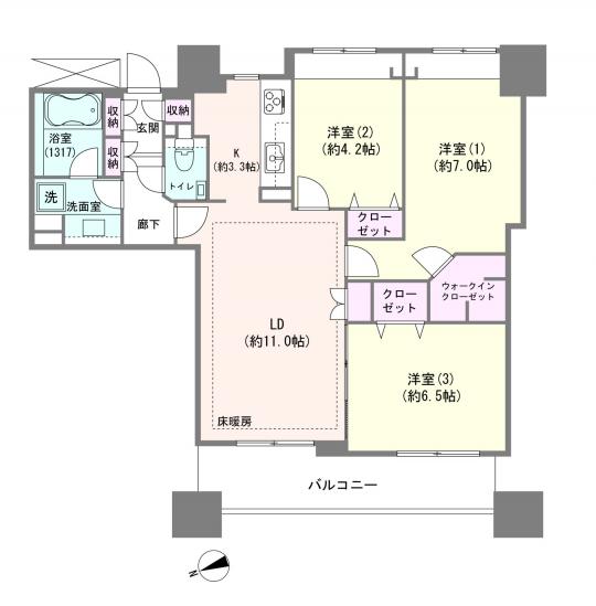 アトラスタワー北千住-1-間取図(平面図)