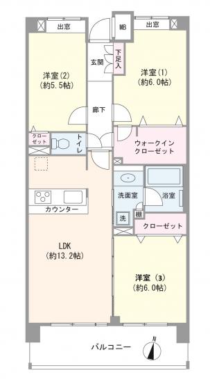 クレストフォルム青砥グランデッツァ-1-間取図(平面図)