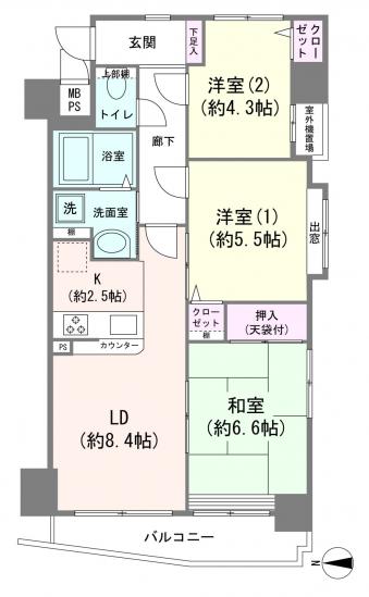 セザール東綾瀬公園-1-間取図(平面図)