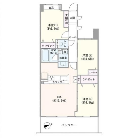 ロータリーパレス北千住-1-間取図(平面図)