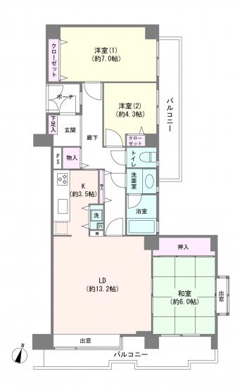 コート中央本町-1-間取図(平面図)