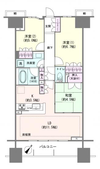 ザ・パークハウス青砥-1-間取図(平面図)