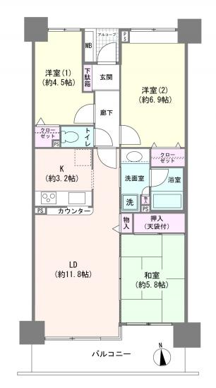 ヴェルアージュ亀有-1-間取図(平面図)