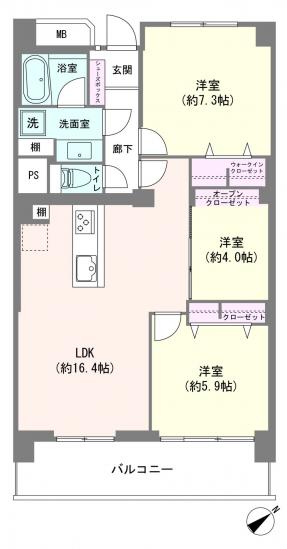 北千住パーク・ファミリア-1-間取図(平面図)