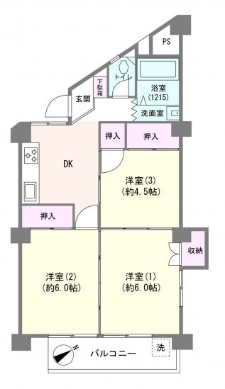 梅田マンション-1-間取図(平面図)