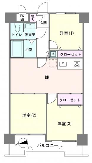 セザールお花茶屋-1-間取図(平面図)