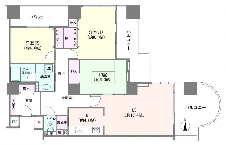 シテヌーブ北千住３０　Ａ棟-1-間取図(平面図)