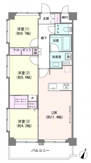 サカイリグリーンパーク北千住第8-1-間取図(平面図)