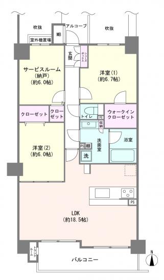 ジェイパーク北千住モナクレイス-1-間取図(平面図)