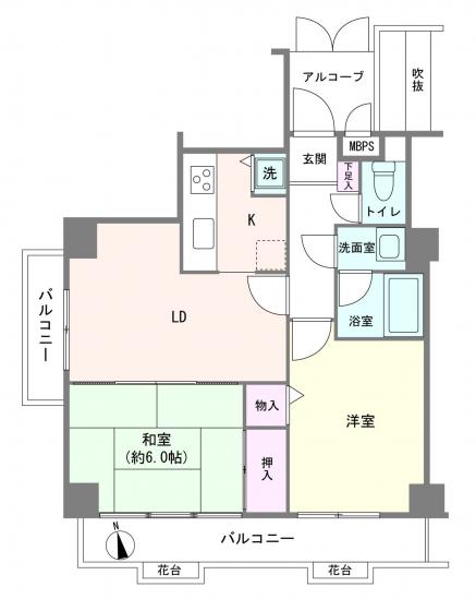 朝日綾瀬マンション-1-間取図(平面図)