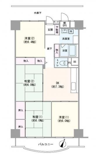 グリーンコーポ千寿　２号棟-1-間取図(平面図)