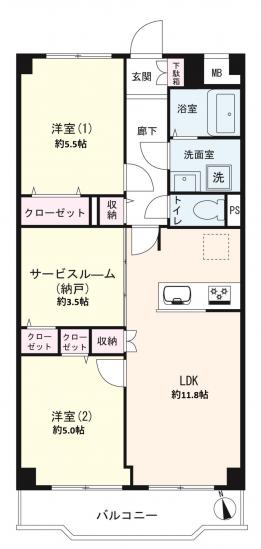 エンゼルハイム亀有第２-1-間取図(平面図)